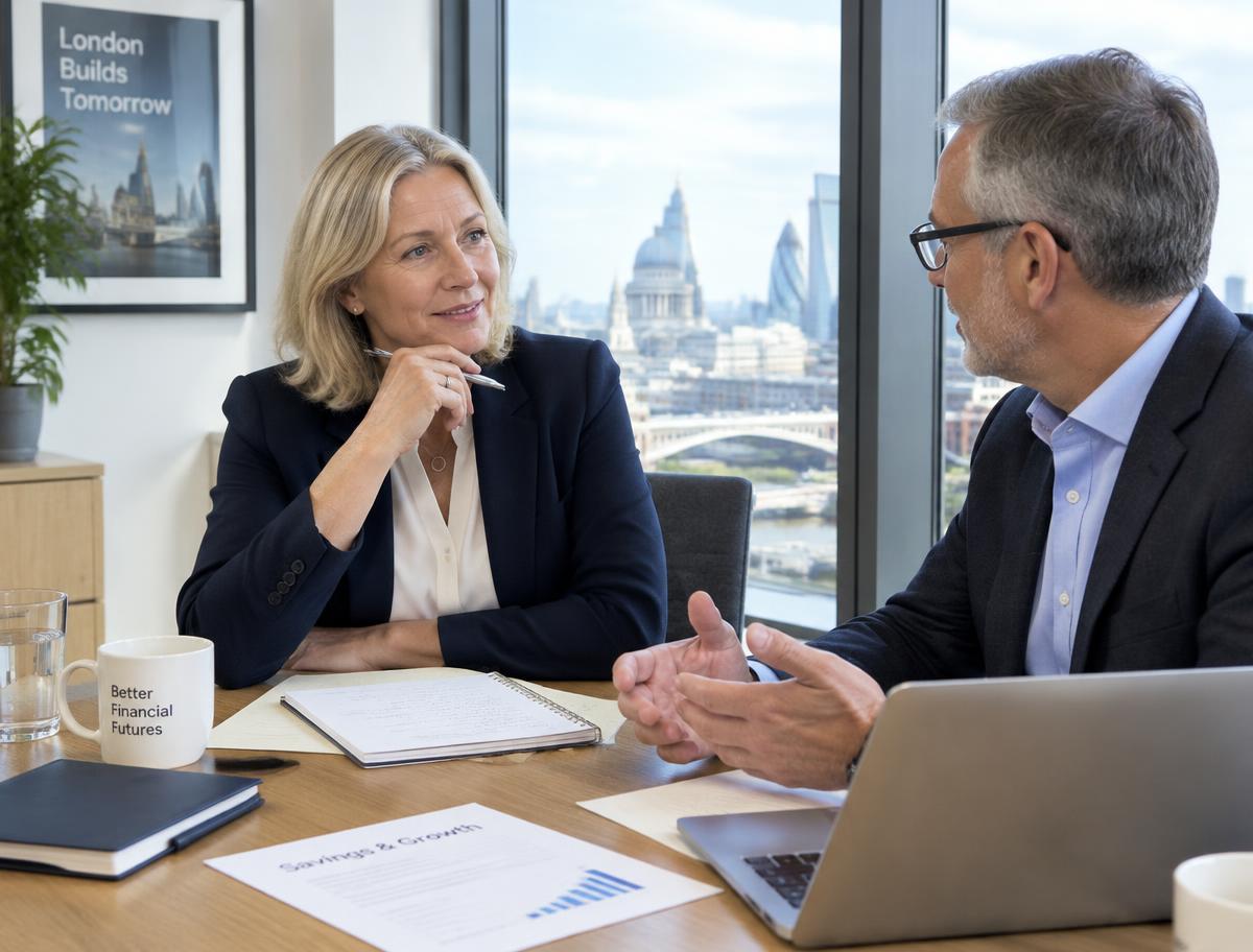 Two professionals discussing savings options